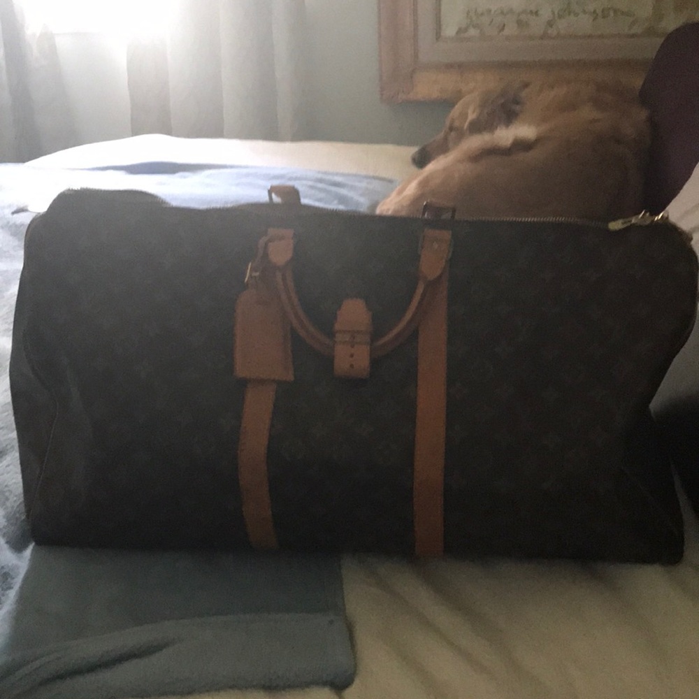 A Louis Vuitton weekender.
